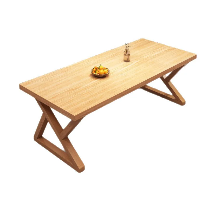 Retro Solid Wood Core Dining Table Household Small Apartment Dining Table Simple Modern Walnut Color Rectangular Table