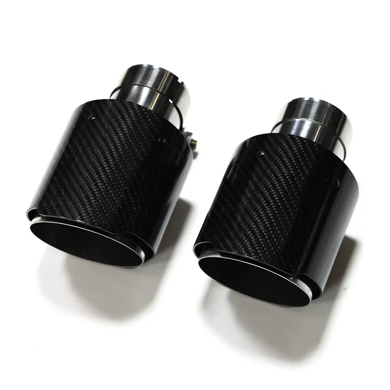 

1 PieceCar Universal Glossy Carbon Fiber Muffler Tip Exhaust System Pipe Mufflers Nozzle Straight Stainless Silver Tailpipe