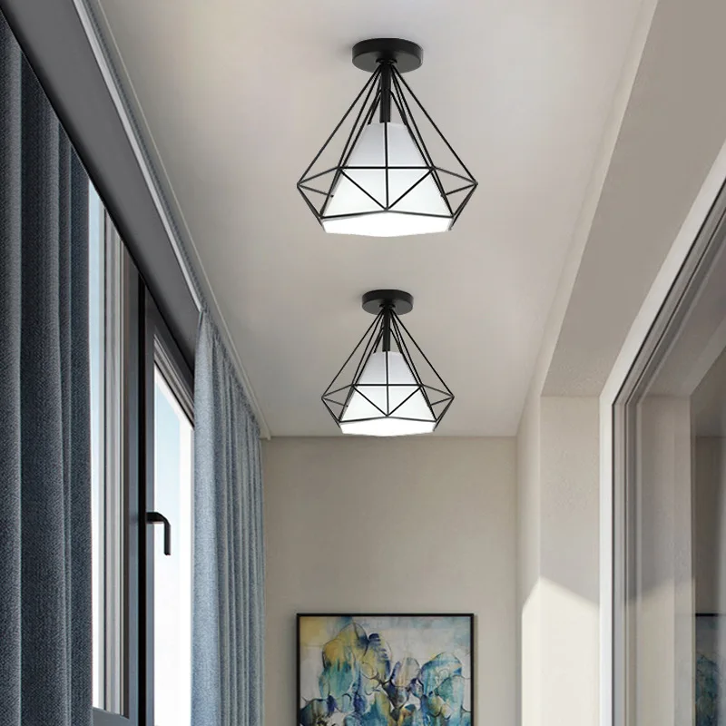 Diamond Nordic  Ceiling L ight Simple Personality Creative Entrance Ligh t Cloakroom Light Wrought Iron Balcony Aisle Lig ht