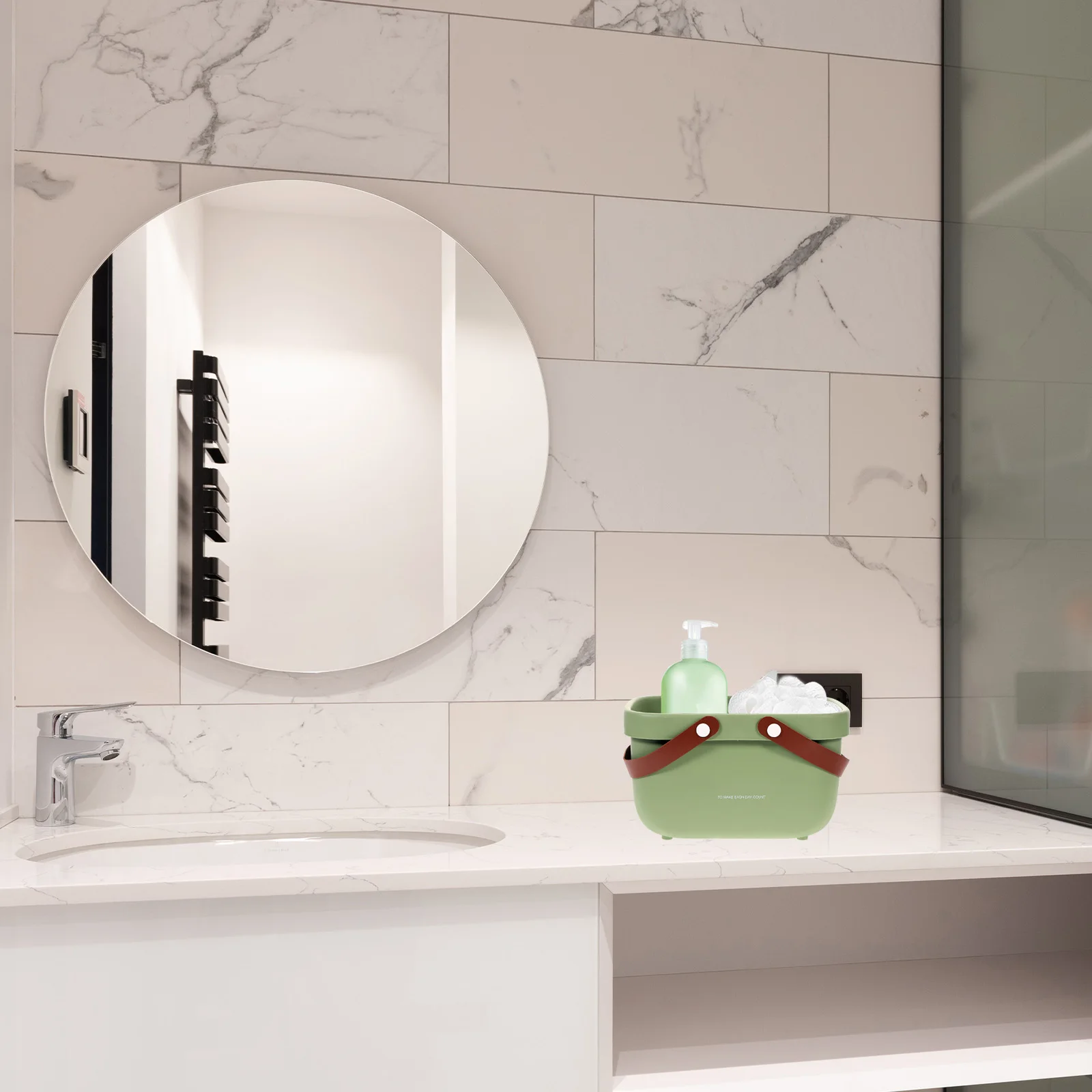 

1pcs Shower Basket For Bathroom Ergonomic Handle Portable Toiletry Holder Storage Container Home Organization Plastic Basket