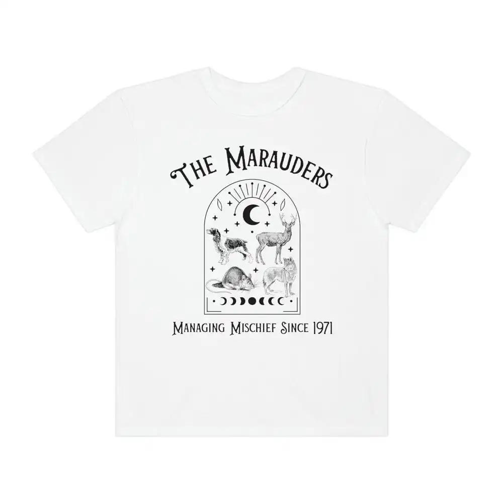 The Marauders Unisex Comfort Bookish Shirt Retro Wizard Booktok Merch Magic Shirt 100% Cotton Short Sleeve Shirt Y2K Streetwear