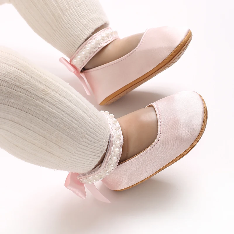 Mary Jane Flats für Kleinkinder, Mädchen, mit Schleife, rutschfeste, weiche Sohle, Prinzessinnen-Laufschuhe für Kleinkinder, Sneaker, Hochzeitskleid, Tanzschuhe – Detail 13