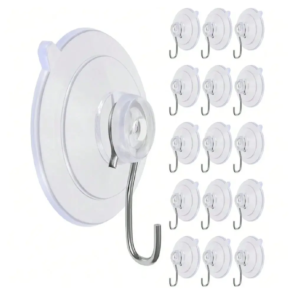 

Cup Hooks, Transparent PVC Removable Reusable, For Glass Windows, Mirrors, Doors, Tiles, 15 Pack,26168088