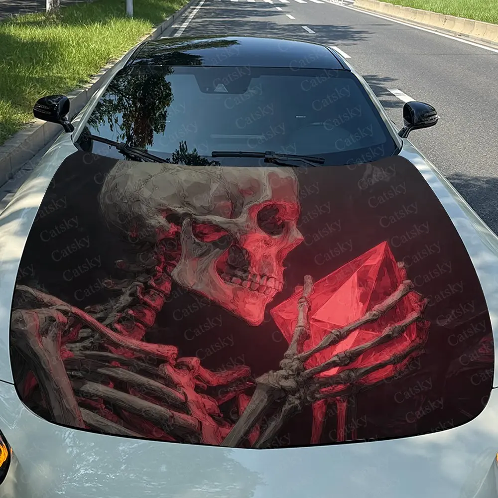 

Ручная бумага для наклеек на автомобиль с хрустальным черепом, водонепроницаемая наклейка на капот двигателя из ПВХ, самоклеящаяся устойчивая к царапинам наклейка, подходит