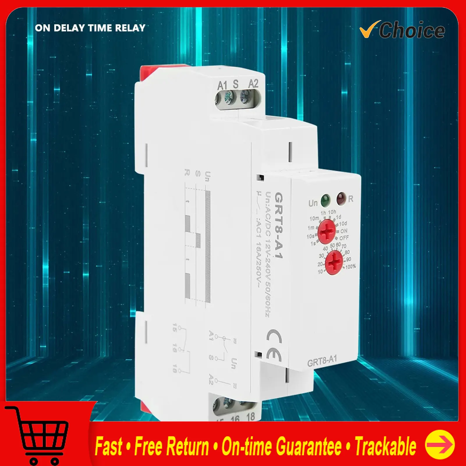 

On Delay Relay Power On Delay Relay On Delay Time Relay GRT8- Mini Power On Delay Time Relay DIN Rail Type AC/ 12V~240V