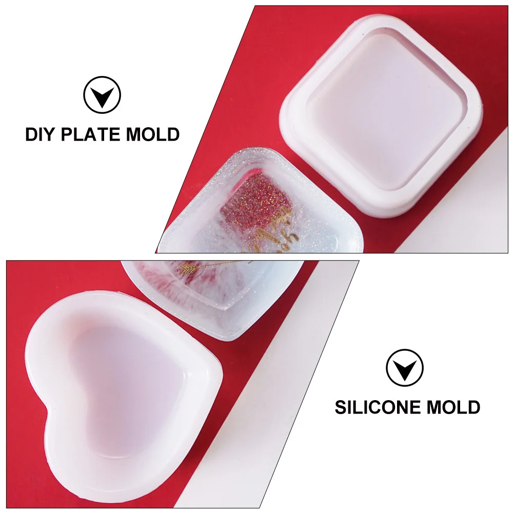 2 قطعة قالب سيليكون مربع الحب لتقوم بها بنفسك الحرفية صنع راتنجات الايبوكسي الفن كريستال بالتنقيط صينية لوحة قالب الملحقات الحرفية #5