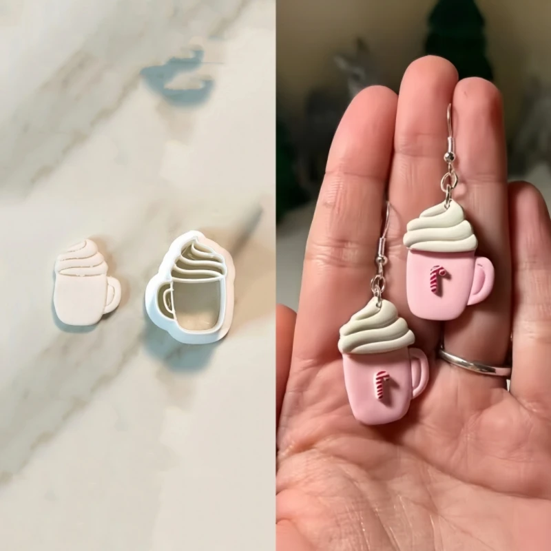 Lebensmittel Serie Cupcake/Kaffee/Eis/Tee geformt Mini Ton Formen Ton Schneiden Formen Werkzeuge für Ohrring Schmuck Dekoration Herstellung – Detail 8