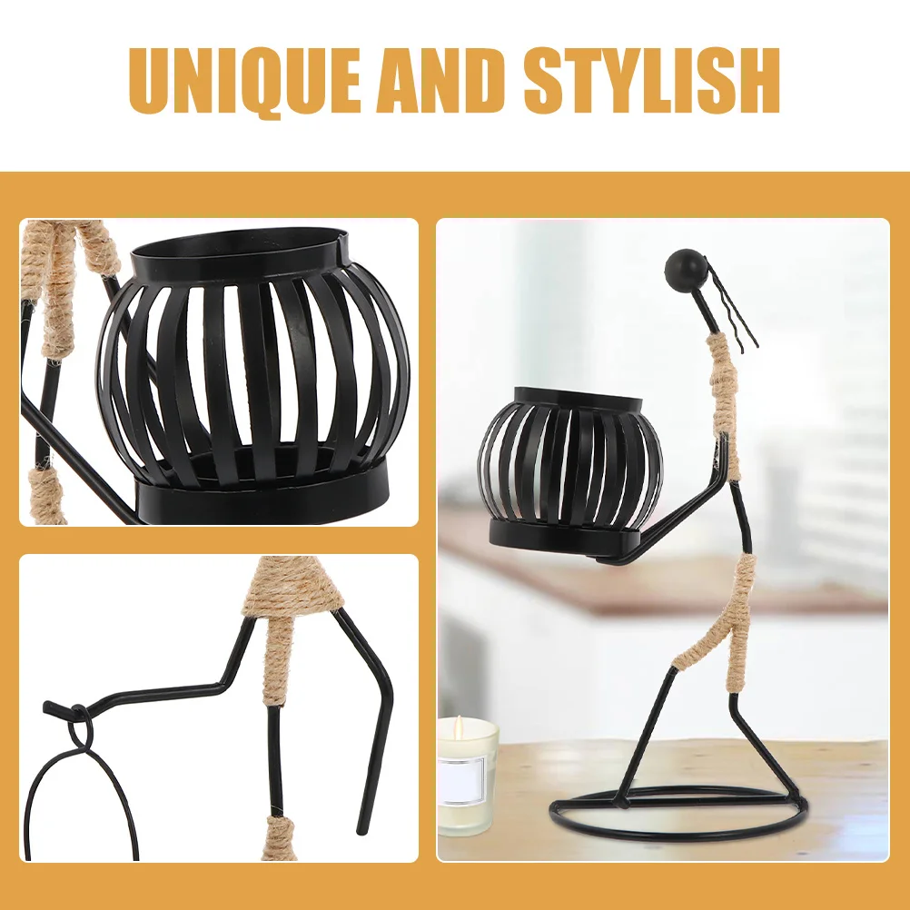 

2Pcs Metal Rope Holders Vintage Human Design Decorative Candlestick Holder for Party Dinner Home Decoration