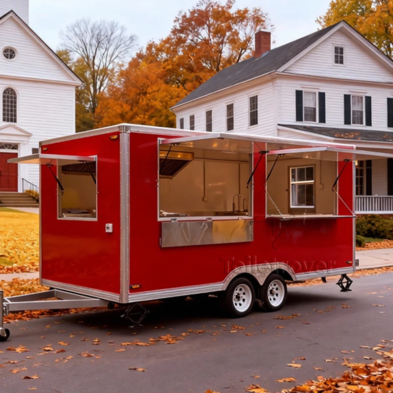 Cheap Ice Cream Air Conditioned Food Truck Street Mobile Food Trailer Commercial Food Truck Trailer for Outdoor Catering Events