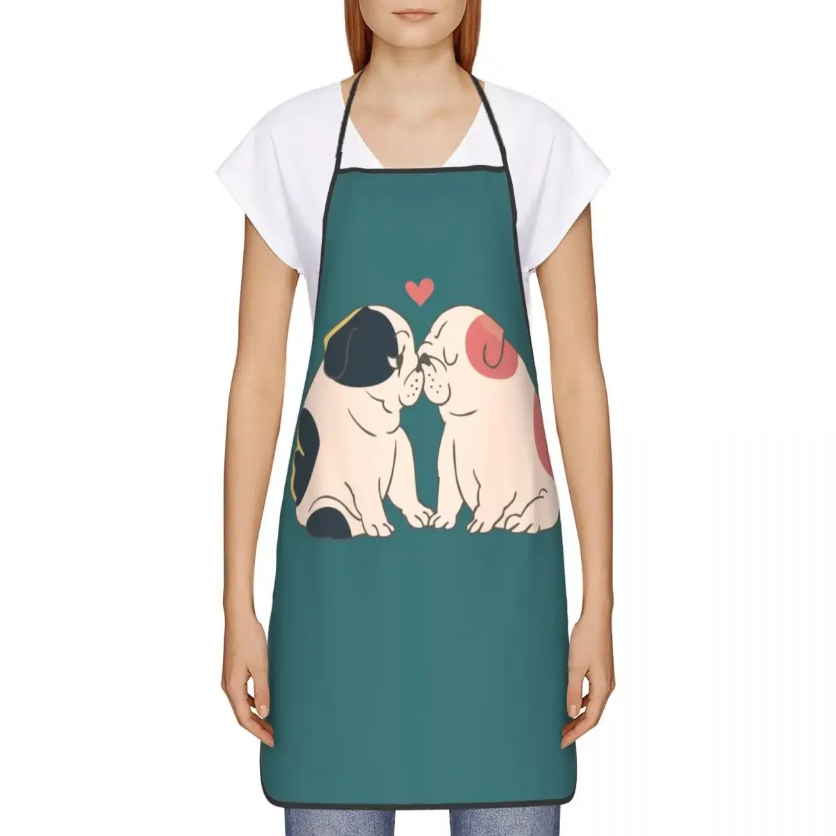 English Bulldog Kisses Apron Women Men Unisex Bib British Pet Dog Lover Cooking Kitchen Tablier Cuisine Chef Gardening