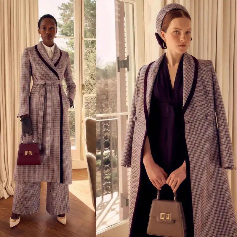 

Elegant Woman Woolen Overcoat Long Sleeve Double Breasted Autumn Winter Outdoors Occasion Warm Customized