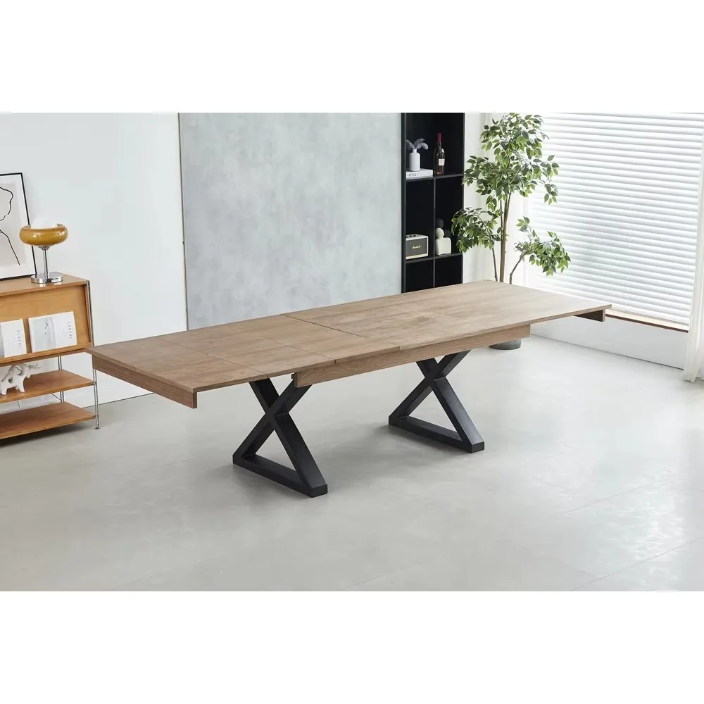 طقم طاولة طعام وكرسي فاخر قابل للتمديد مكون من 8 قطع بتصميم خشبي حديث للاستخدام المنزلي والفندقي للشقق وغرف الطعام #6