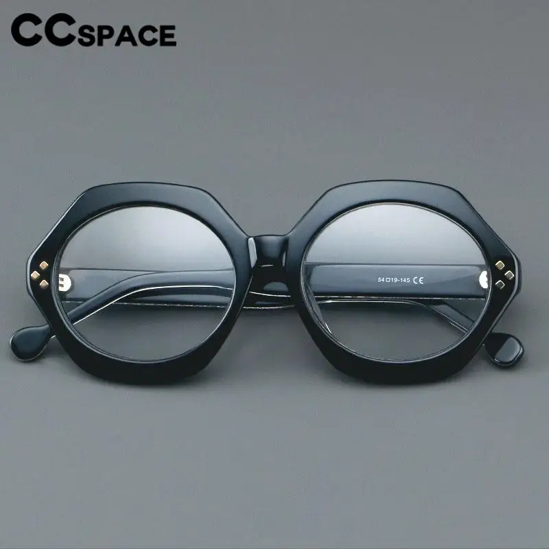 57286 Large Size Thicken Acetate Glasses Frames Vintage Round Optical Prescription Spectacles Men Women Trend Rivet Eyeglass