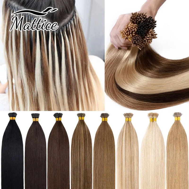 

I Tip Human Hair Extensions Remy Hair 1.2cm Keratin Natural Hair Fusion Extension Nail Bond Capsule Straight Hair 50/100 Strands