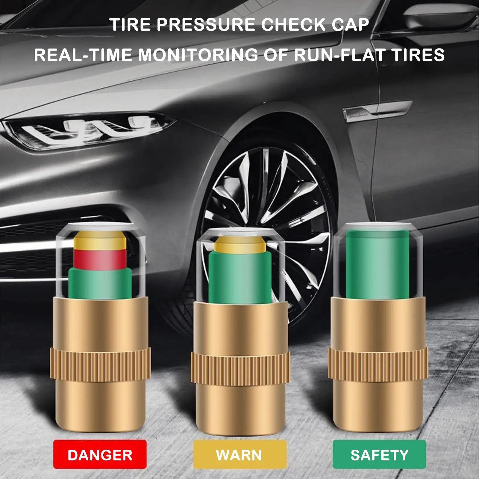 4PCS Motorcycle Car Tire Pressure Monitor Valve Cap Sensor Indicator Eye Alert Auto Tire Pressure Inspection Tool Tire valve