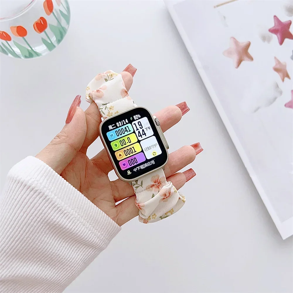 Cinturino Scrunchie per cinturino Apple Watch ultra 2 49mm 45mm 41mm 44mm cinturino in nylon elastico 38-42-40mm serie iwatch 9 8 7 6 5 4 SE