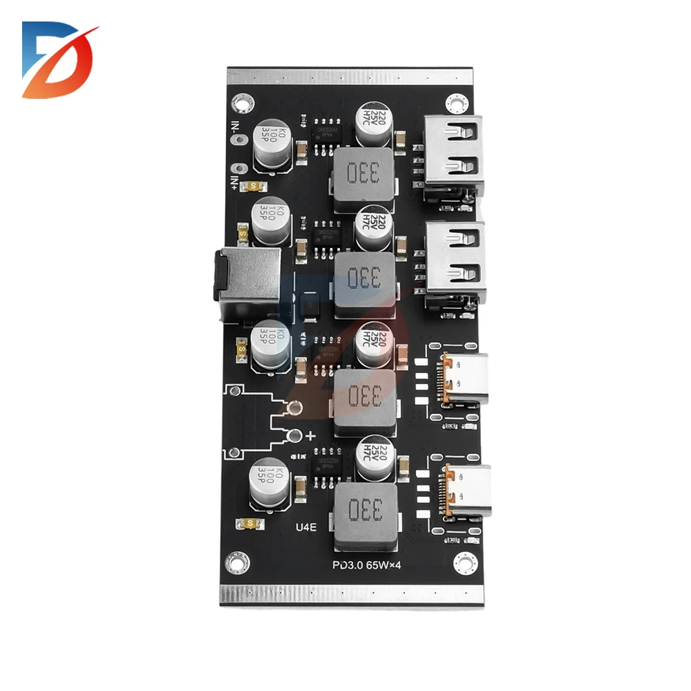 Module de charge rapide PD65w 4 voies DC12-30V compatible avec PD3.0/2.0 QC3.0/2.0 FCP AFC protocole de charge rapide DC5.5x2.5 5.5x2.1