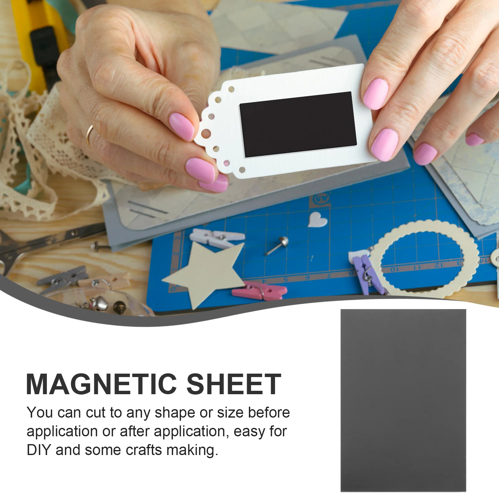 5Pcs Flexible Magnetic Adhesive Sheets Premium Rubber Material for Crafts Photos Family Pictures Easy to Use Magnetic Sheet