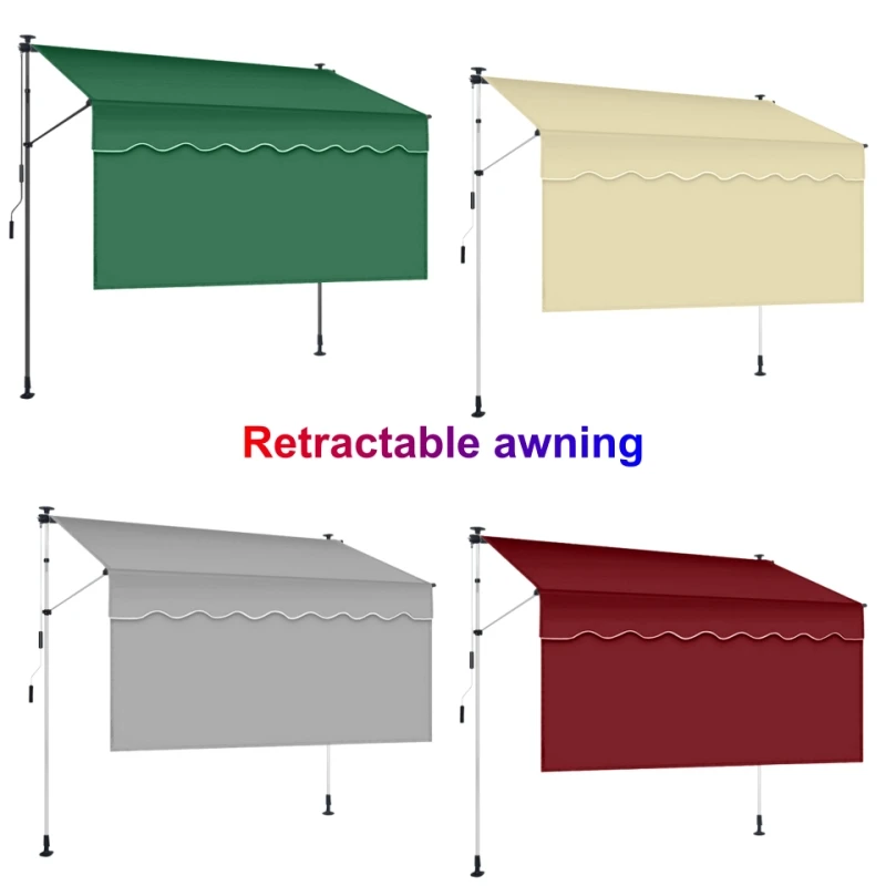 Outdoor Aluminum Alloy Manual Folding Retractable Awning Shop Facade Home Balcony Window Punch-Free Sunshade Waterproof Awning