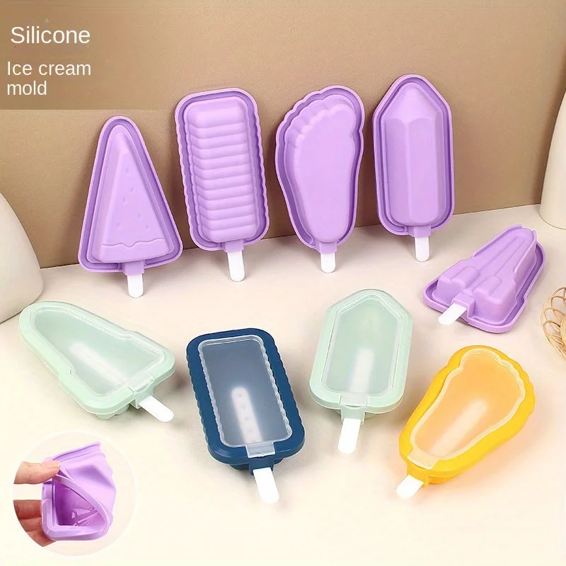 5pcs, Popsicle Mold, Creative Popsicle Mold, Silicone Popsicle Mold, Ice Cream Mold,  Ice Cube Box, Household Popsicle Mold, Saf