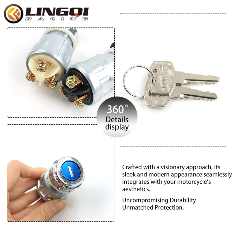 LINGQI Ignition Lock Cylinder Starter Switch Universal 3 Wires With 2 Keys for ATV Dirt Bike Motorcycle Engine Spare Parts