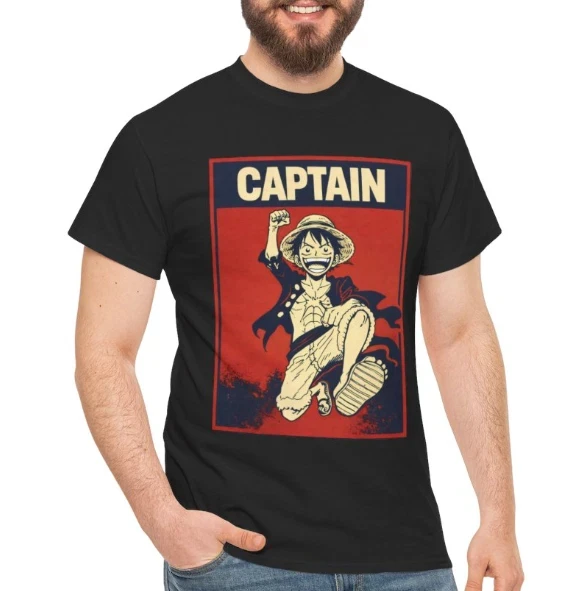 Summer Sale Luffy One Piece Anime Shirt, Pirate King Graphic Tee, Retro Otaku Manga T-Shirt,Men's round neck short sleeved shirt