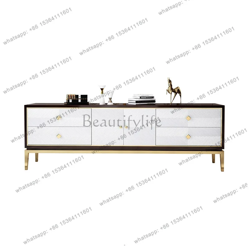 

Light luxury post-modern TV cabinet coffee table combination, Italian high-end Hong Kong-style metal stainless steel