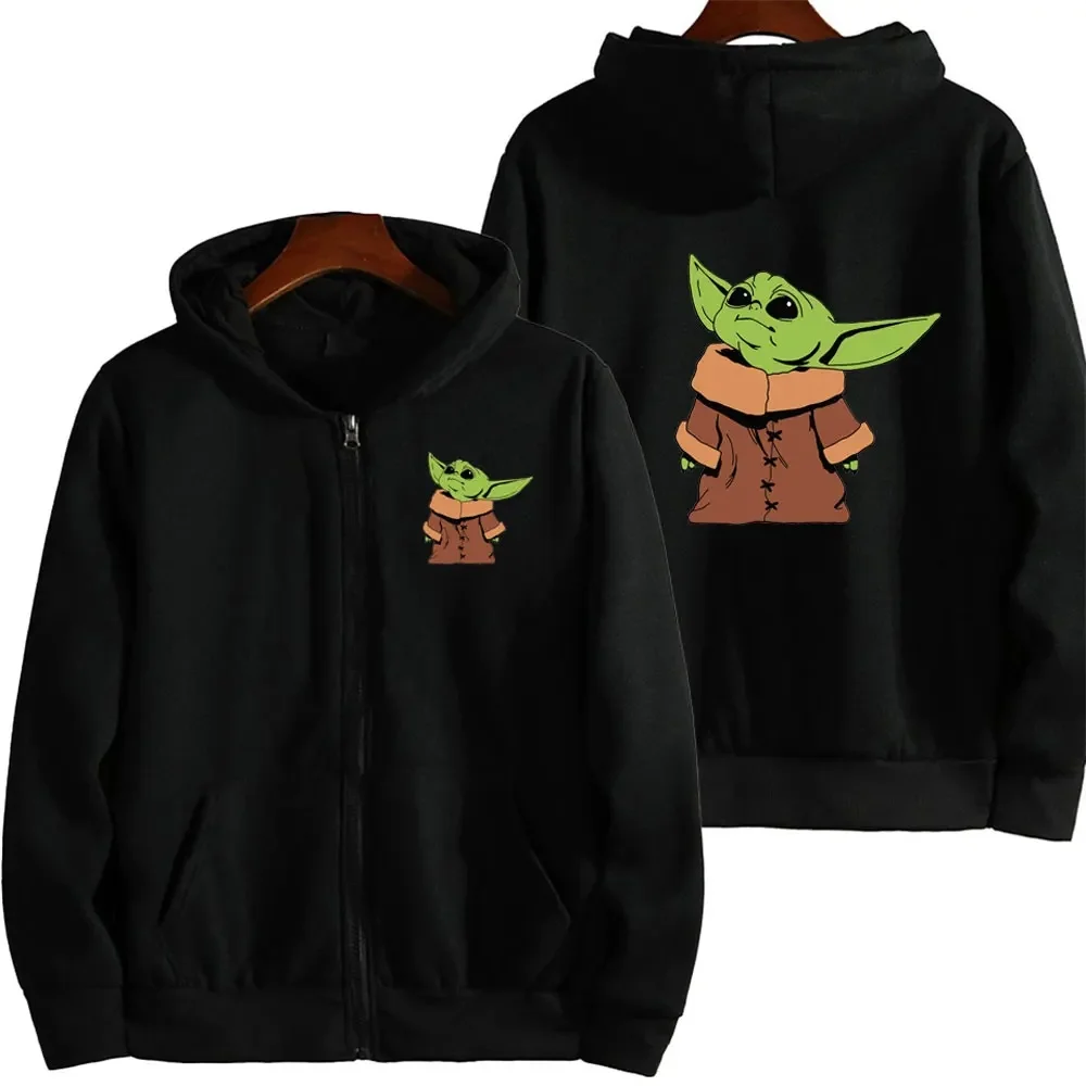 Baby Yoda Zipper Hooded Jacket 2024 Spring and Autumn New Casual Men\'s and Women\'s Sports Shirt Coat Green Clothing