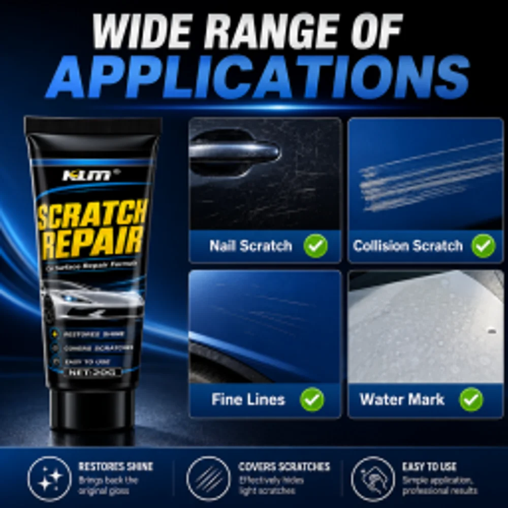 Car Scratch Remover Wax Quick Repair Polish for Light to Moderate Scratches Swirl Marks Paint Blemishes Gloss Restoration