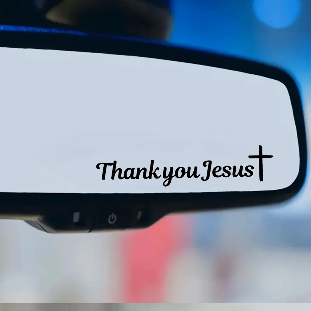 

3pcs 9x2cm "Thank You Jesus" Car Mirror Decal Sticker, Vinyl Self-Adhesive, Easy to Apply, Vehicle Decoration