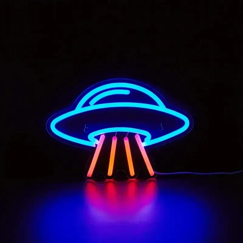 UFO Neon Sign for Wall Decor Green Alien Spaceship Neon Sign LED Neon Light Signs for Bedroom Kids Space Game Room Decor