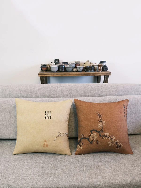 

Новый китайский чайный набор для дома: подушка с наполнителем из гусиного пуха, съемная, с поддержкой, из хлопка и льна, квадратная...