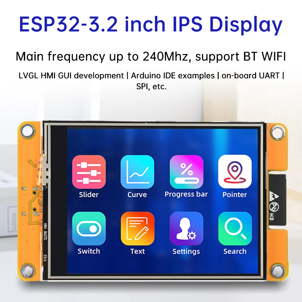 ESP32 WiFi BT Module Development Board 3.2-inch ST7789P3 Driver 240*320 Resolution TFT Touch Screen IPS LVGL Type-C Interface