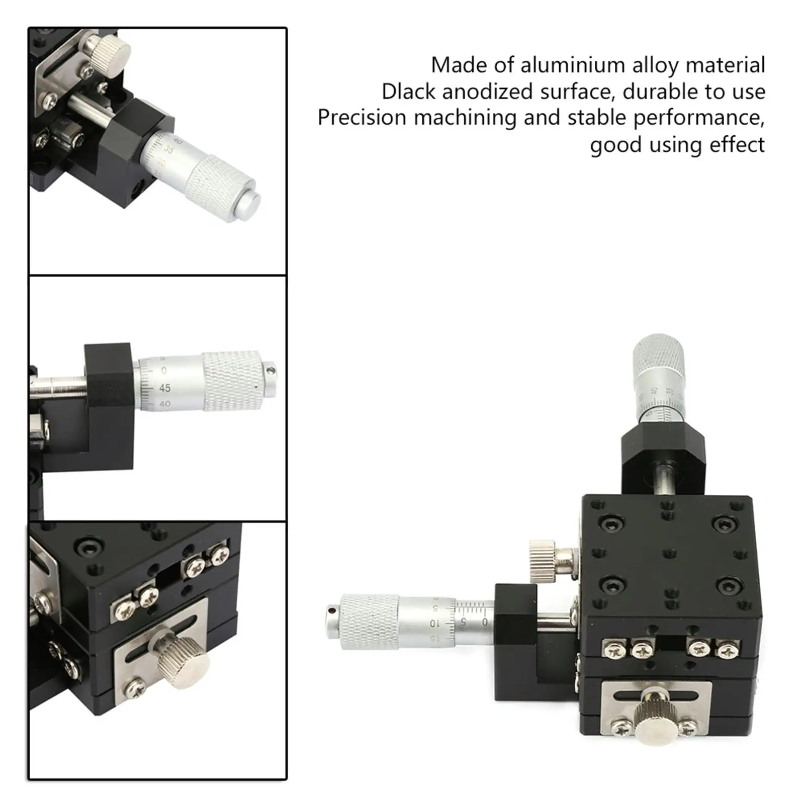 منصة تشذيب طاولة منزلق عالية الميكرومتر، مرحلة خطية متقاطعة، 40 × 40 × 40 مم، آلية قابلة للتعديل