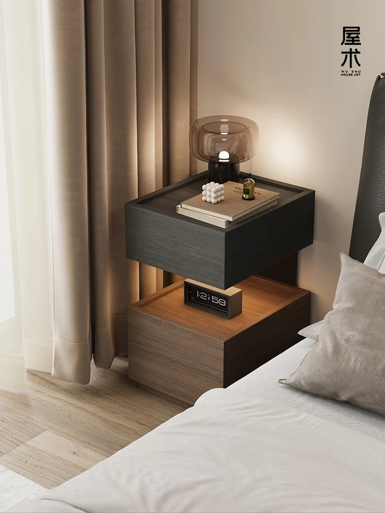 

House Art Italian Minimalist Bedside Table Small Super Narrow 30cm Locker Bedroom Bedside Premium Suspension Storage Cabinet