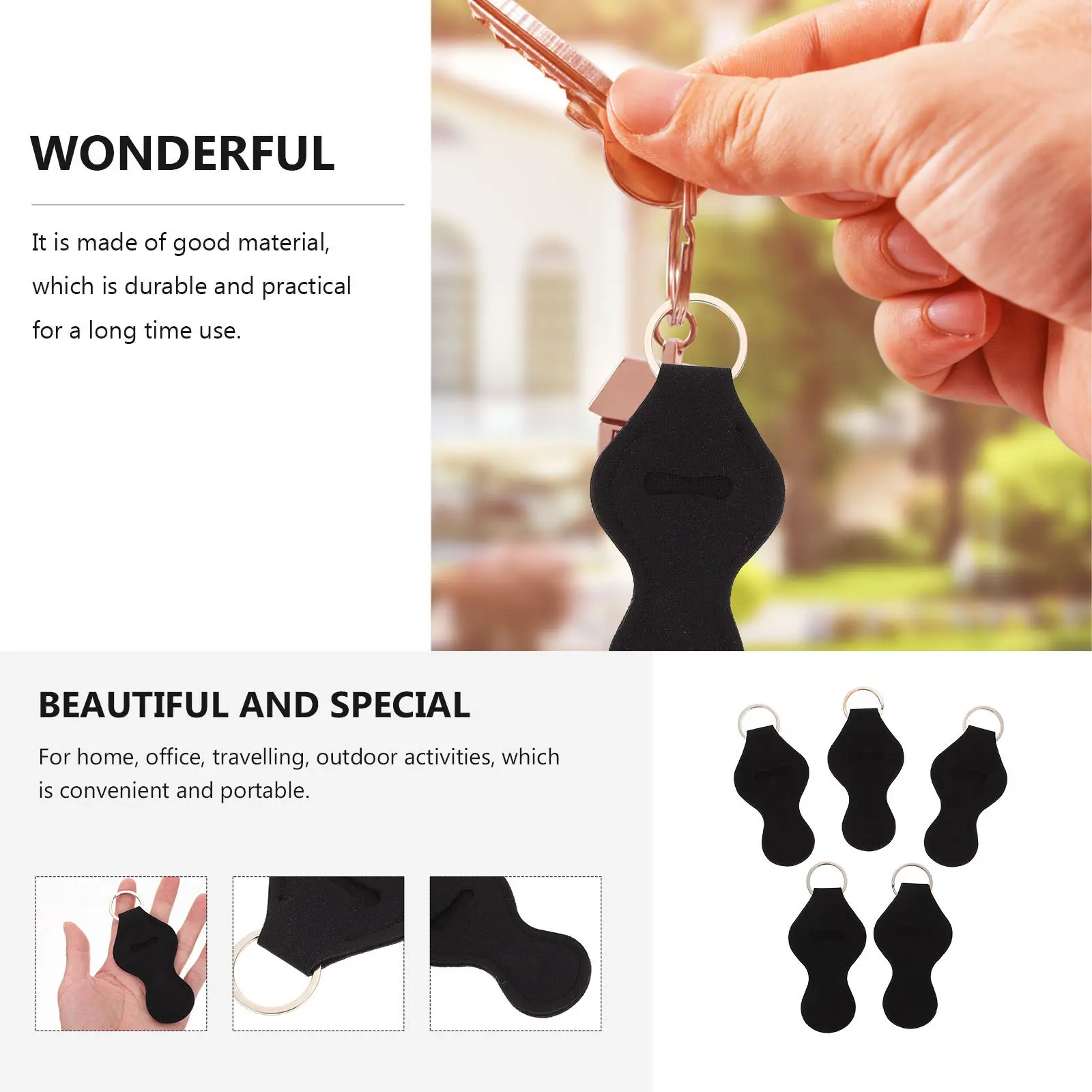 5Pcs Lipstick Keychain Protector Set Neoprene Lip Balm Protective Cover Lightweight Portable for Travel Home Office Outdoor