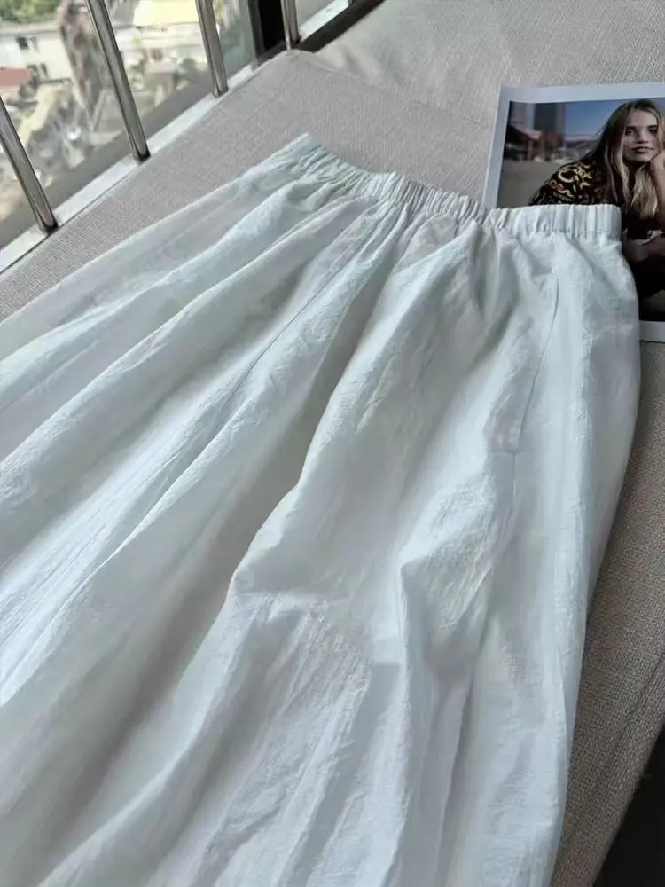 

Легкие хлопковые льняные брюки с широкими штанинами для женщин, весенние, свободного кроя, прямые, повседневные, комфортные, визуально стройнящие