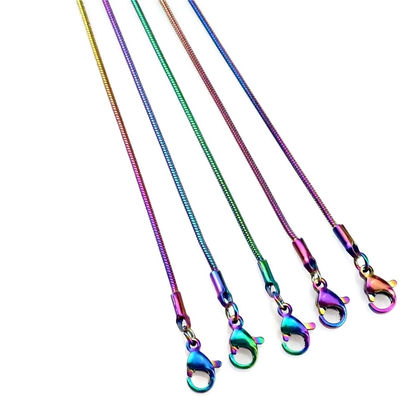 1pcs Rainbow Color Round Snake Necklace Thickness 1.2mm Stainless Steel Chain For DIY Accessories Parts Jewelry Material