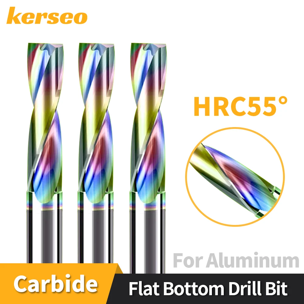Kerseo Bottom Flat Drill 180 CNC Drilling Tool Inclined Surface Hole Making Coated Solid Carbide for Metal Steel Iron