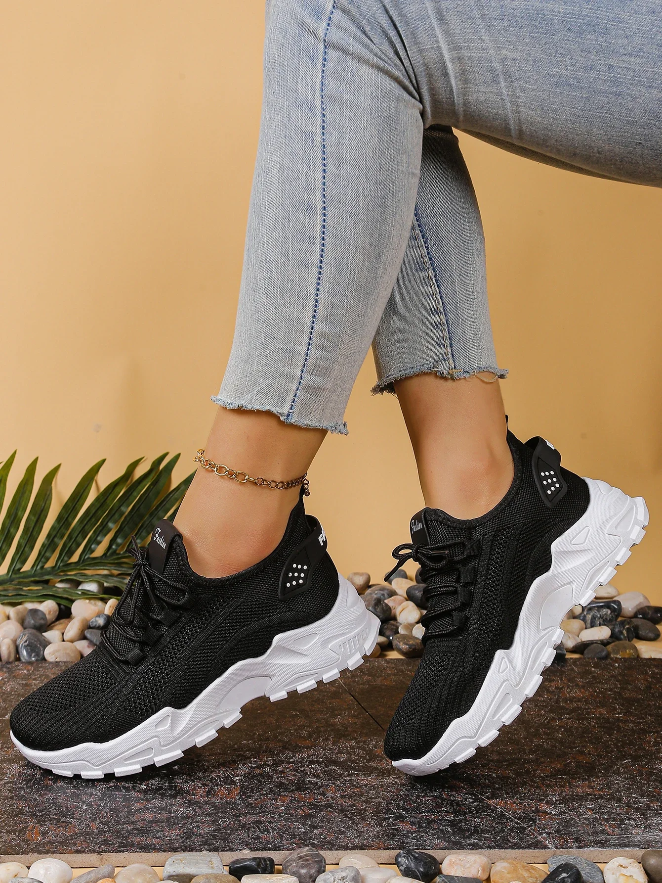 Atmungsaktive Strick-Sneaker, Modische, Bequeme, Rutschfeste Schuhe mit Weicher Sohle für Damen, Outdoor-Wanderschuhe, Kostenloser Versand – Detail 1