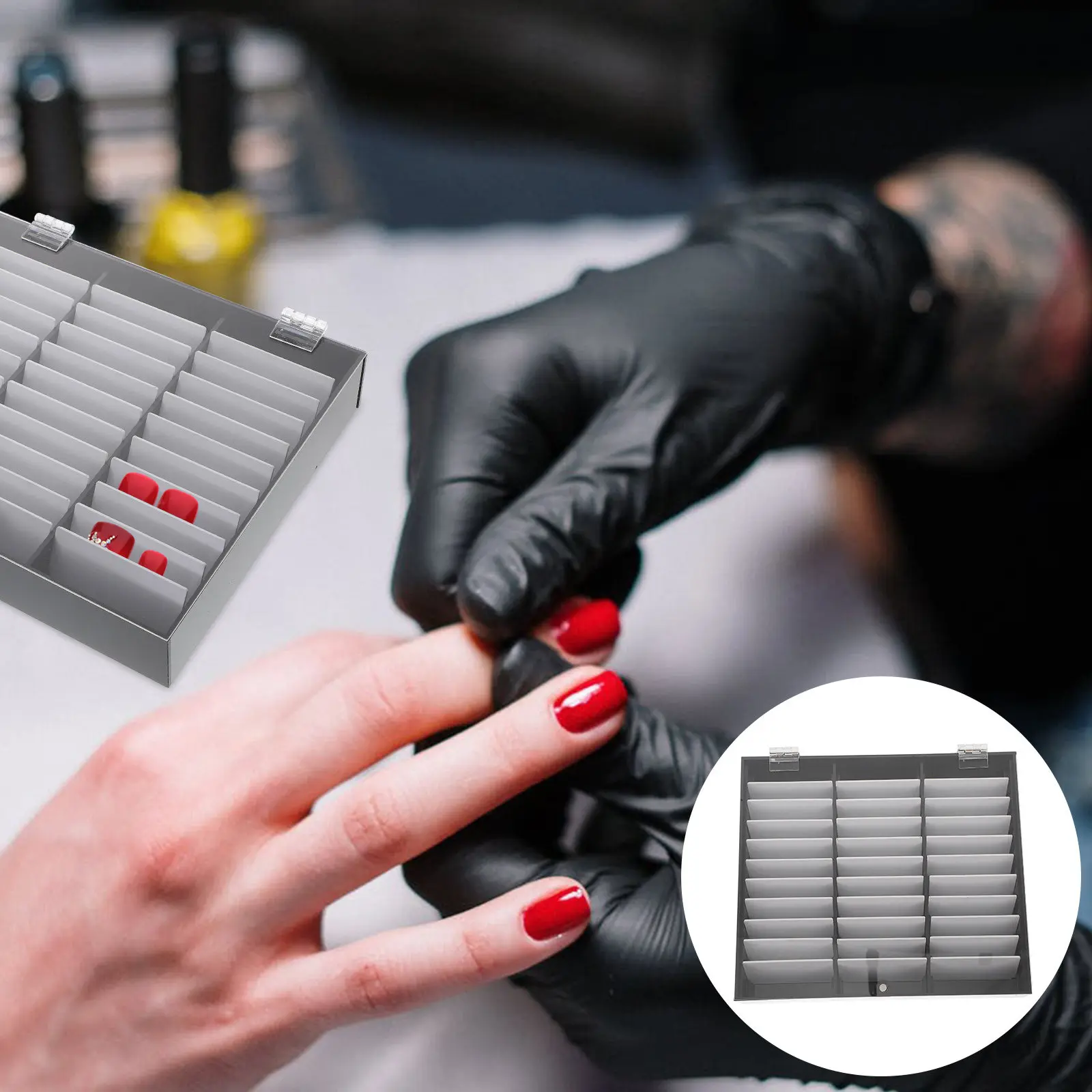 

33 Grid Acrylic Nail Tips Organizer Box for Press on Nails Storage Display and Classification Keep Desktop Tidy Nail Art Tips