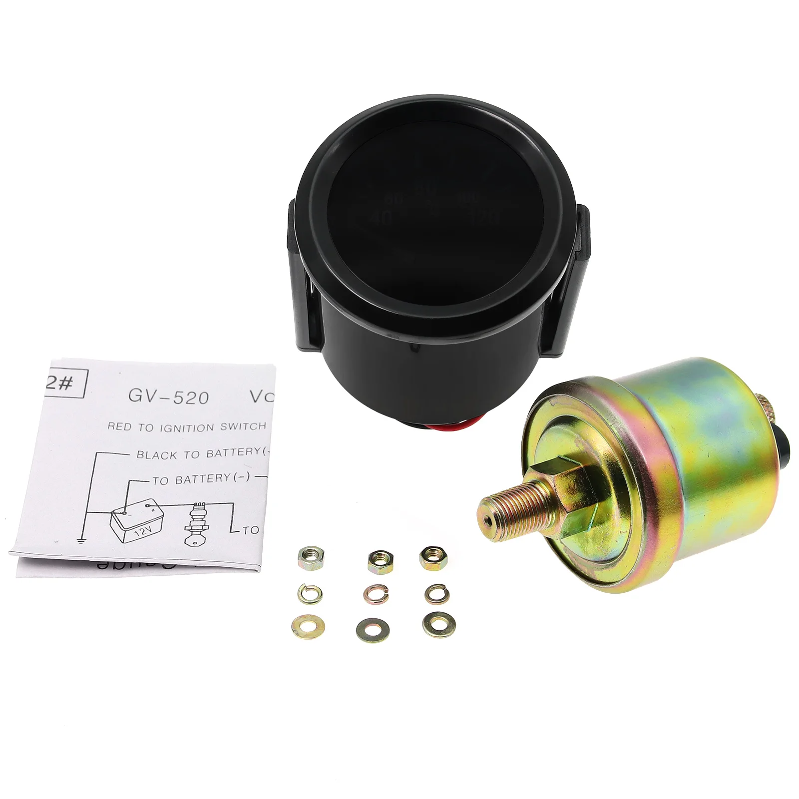 Smoke Lens Pointer 52MM Oil Pressure Gauge with Sensor 1/8NPT White LED Light 0~100PSI Oil Press Meter for Petrol Car 12VDC