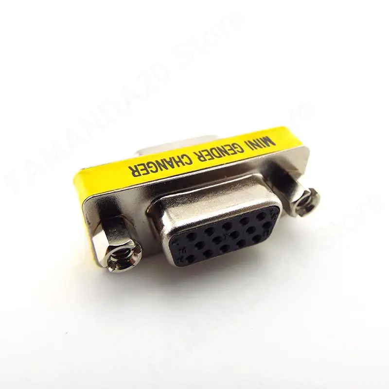 1pcs 15pin VGA / SVGA Female to Female double F to F Cable Gender Changer Adapter F/F Extender Connector Joint Serial Port N6