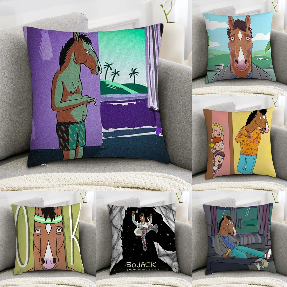 

B-BoJack Horseman Pillow Case Sofa Decorative Home Double-sided Print Plush Square Throw Pillow Covers Cushion Decor Cover