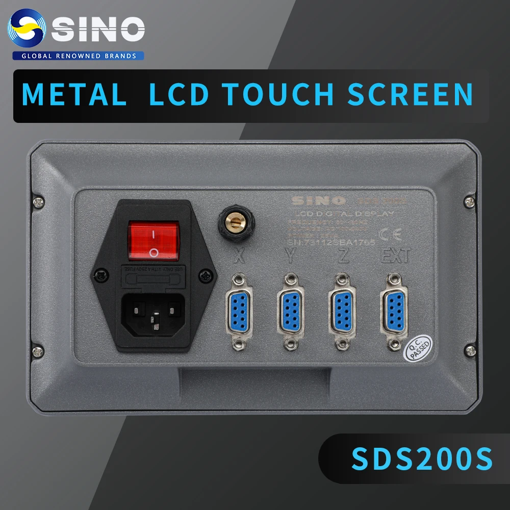 SINO SDS200S 3 Axis LCD Full Touch Screen Digital Readout Kit with 2pcs Linear Scale Grating Glass Ruler for Milling Lathe Tool