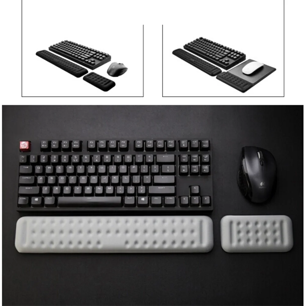 

Ergonomic Memory Wrist Rest Non-Slip Keyboard Pad Wrist Support Computer Mouse Pad Office Accessory Black Single Hand