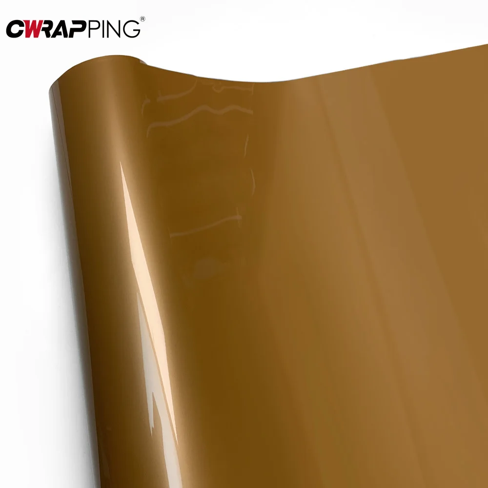 

Самоклеящаяся глянцевая ПЭТ-пленка для мотоциклетных шлемов, водонепроницаемая, блестящая, светло-коричневая, для декора и графики автомобилей