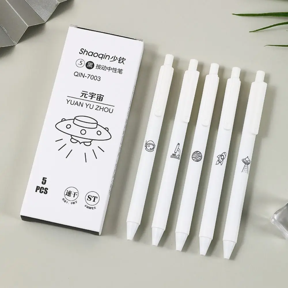 

5Pcs/set Simple Gel Pens Cute Handwriting 0.5mm Ballpoint Pen Smooth White Ink Pen School Office Stationery