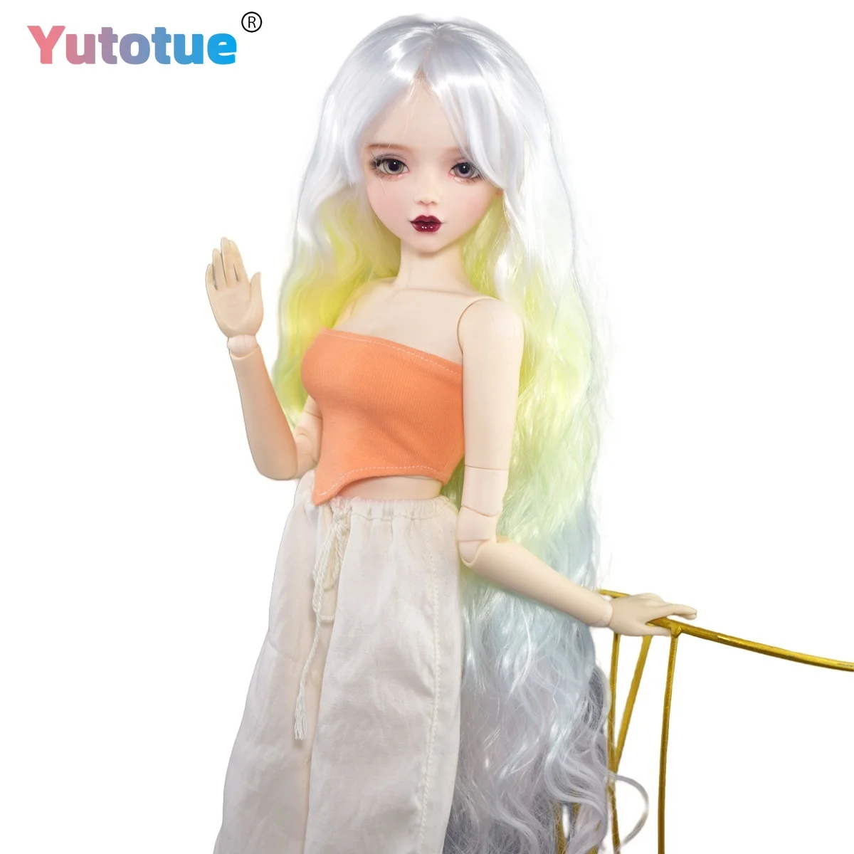 

YUTOTUE 56cm Height Female Doll Gradient color Curly Wig Fashion Clothes Outfits Full Set Lifelike BJD Toy