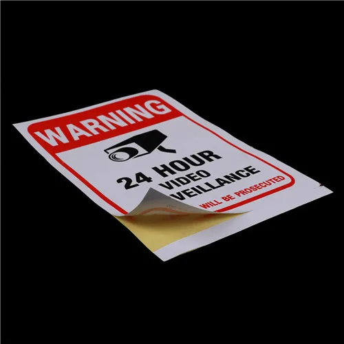 5pcs Security Warning Sign Stickers for CCTV Video Camera System 24H Continuous Surveillance Privacy Protection Labels